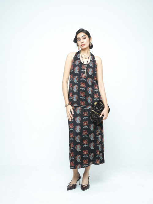 Beast Slip Skirt at Kamakhyaa by Anushé Pirani. This item is Bloom After Dark by Anushe Pirani, Midnight Blueprint, Skirts, Under $200, Womenswear