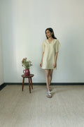 Beige Casual Mini Dress at Kamakhyaa by Anushé Pirani. This item is Beige, Casual Wear, Cotton, Handwoven, Hemp, Mini Dresses, Paris, Regular Fit, Shibumi by Anushe Pirani, Solids, Womenswear