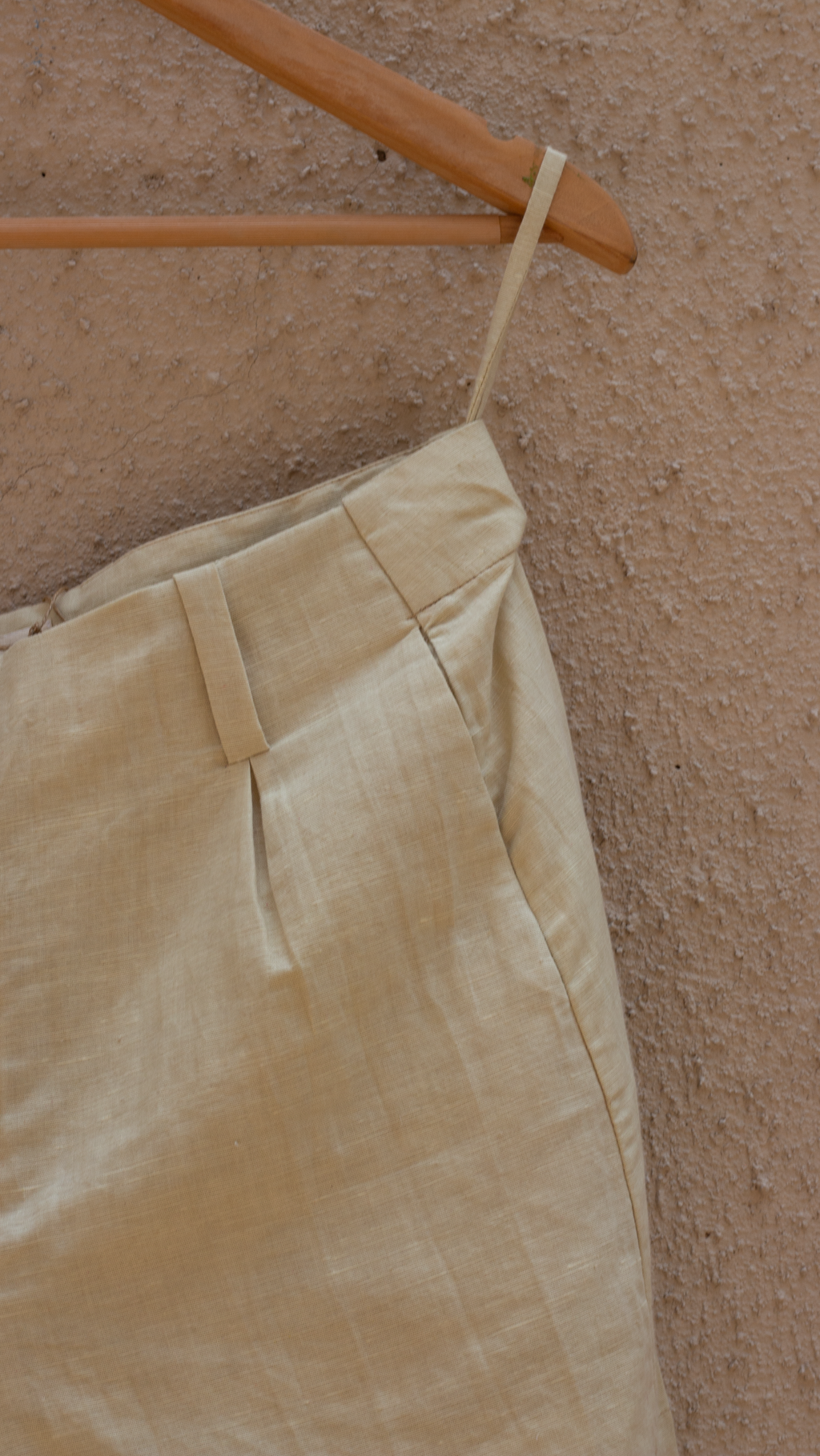Beige Casual Short by Anushé Pirani with Beige, Casual Wear, Cotton, Cotton Hemp, Handwoven, Hemp, Regular Fit, Shibumi Collection, Shorts, Solids, Womenswear at Kamakhyaa for sustainable fashion
