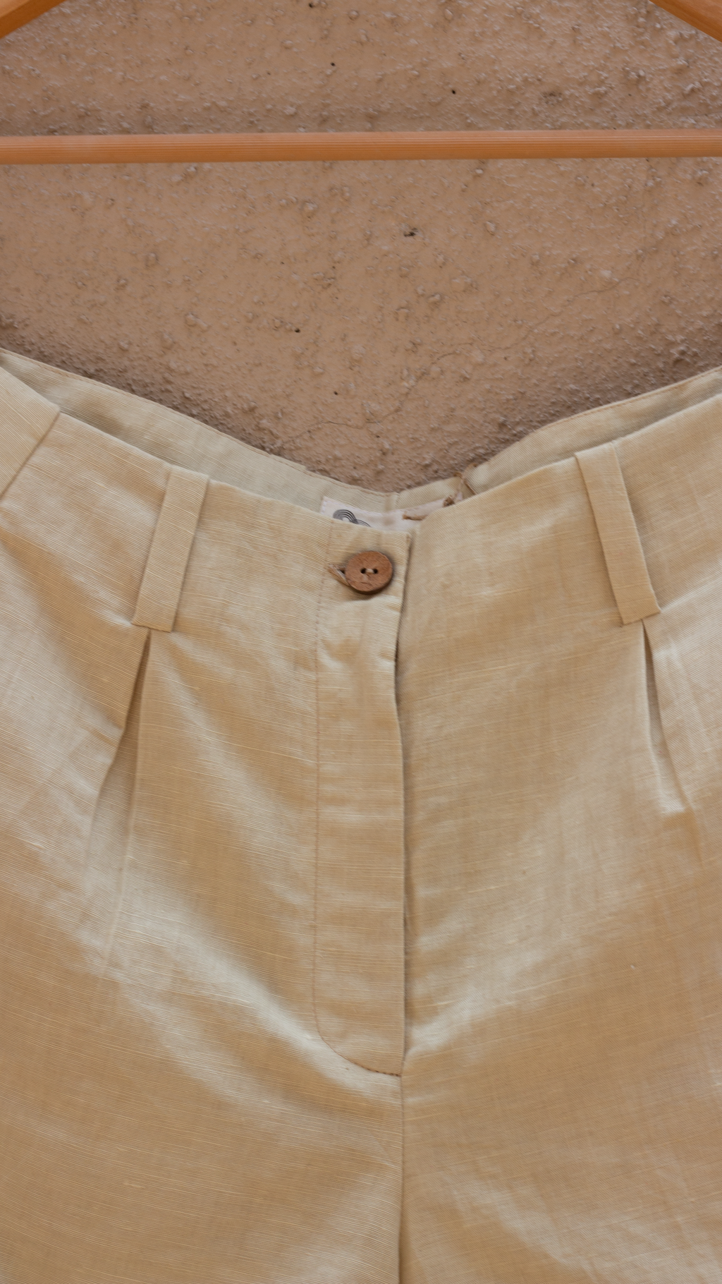 Beige Casual Short by Anushé Pirani with Beige, Casual Wear, Cotton, Cotton Hemp, Handwoven, Hemp, Regular Fit, Shibumi Collection, Shorts, Solids, Womenswear at Kamakhyaa for sustainable fashion