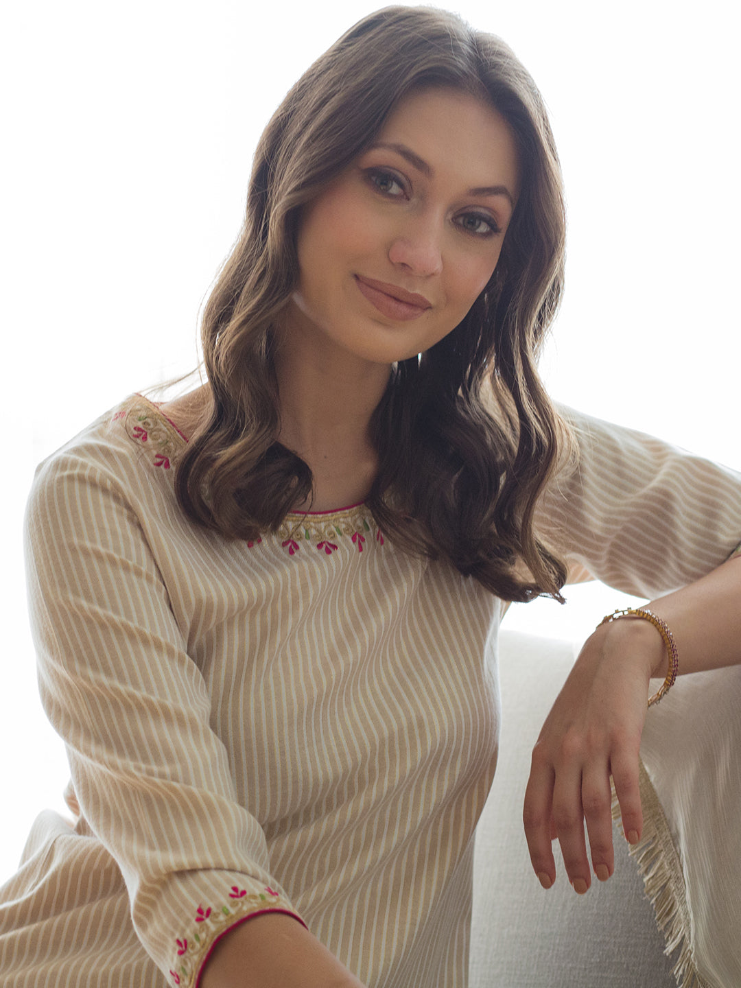 Beige Cotton Gharara Set at Kamakhyaa by RoohbyRidhimaa. This item is Beige, Casual Wear, Chiffon, Cotton, Gharara Sets, Regular Fit, Toxin free, Zari Embroidered