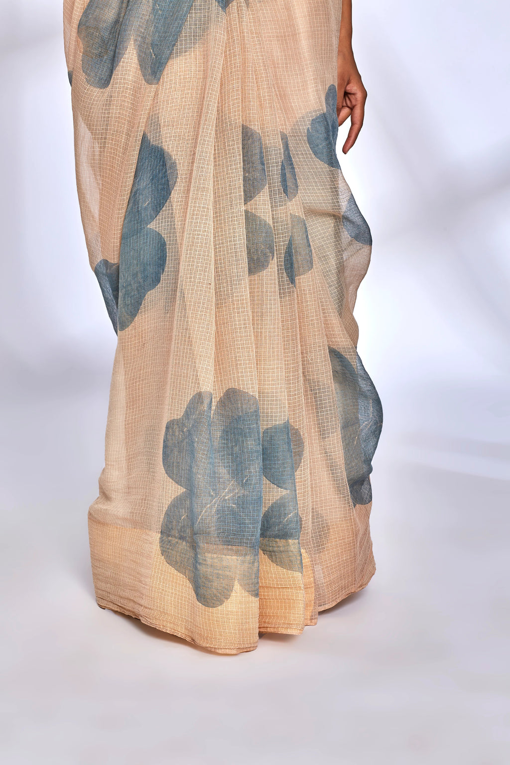 Beige Floral Print Saree with Blouse at Kamakhyaa by Hasttvam. This item is Beige, Festive Wear, Floral, Kota Doria, Natural dyes, Relaxed Fit, Respondible production and Vegan