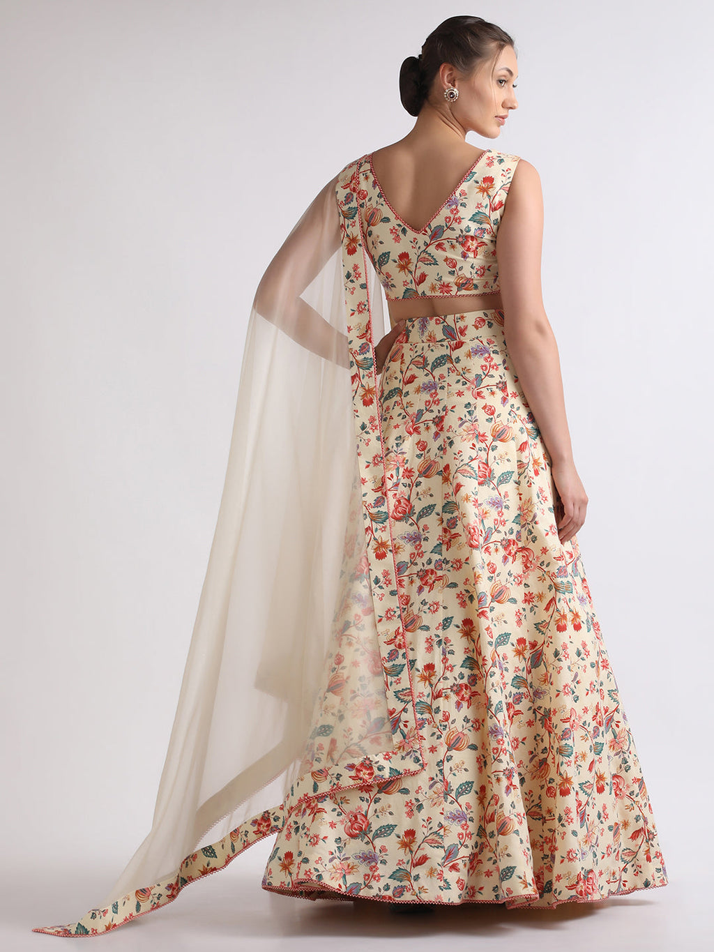 Beige Printed Organza Lehenga Set at Kamakhyaa by RoohbyRidhimaa. This item is 100% Linen, Beige, Cotton Voil, Festive Wear, Free Size, Lehenga Sets, Printed, Silk Organza, Toxin free