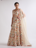 Beige Printed Organza Lehenga Set at Kamakhyaa by RoohbyRidhimaa. This item is 100% Linen, Beige, Cotton Voil, Festive Wear, Free Size, Lehenga Sets, Printed, Silk Organza, Toxin free