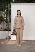 Beige Shirt with Pleats at kamakhyaa.com by Anushé Pirani. This item is Beige, Birthday Collection, Casual Wear, Console Collection List, Cotton, Hemp, Nostalgic Whispers by Anushe Pirani, Office Formals, Pleats, Review September 2025, Shirt, Shirts, Slim Fit, Womenswear