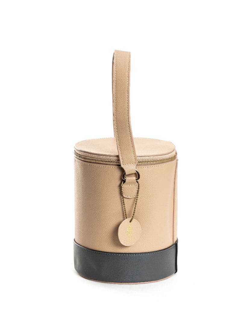Beige Solid Bucket Bag at Kamakhyaa by Green Hermitage. This item is Apple Leather, Beige, Bucket Bags, Casual Wear, Free Size, Hemp, Lyocell, Recycled, Solids