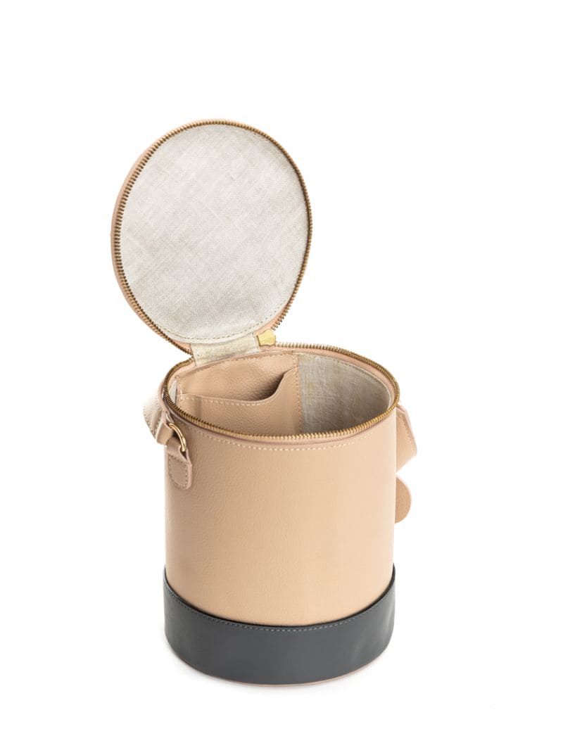 Beige Solid Bucket Bag at Kamakhyaa by Green Hermitage. This item is Apple Leather, Beige, Bucket Bags, Casual Wear, Free Size, Hemp, Lyocell, Recycled, Solids