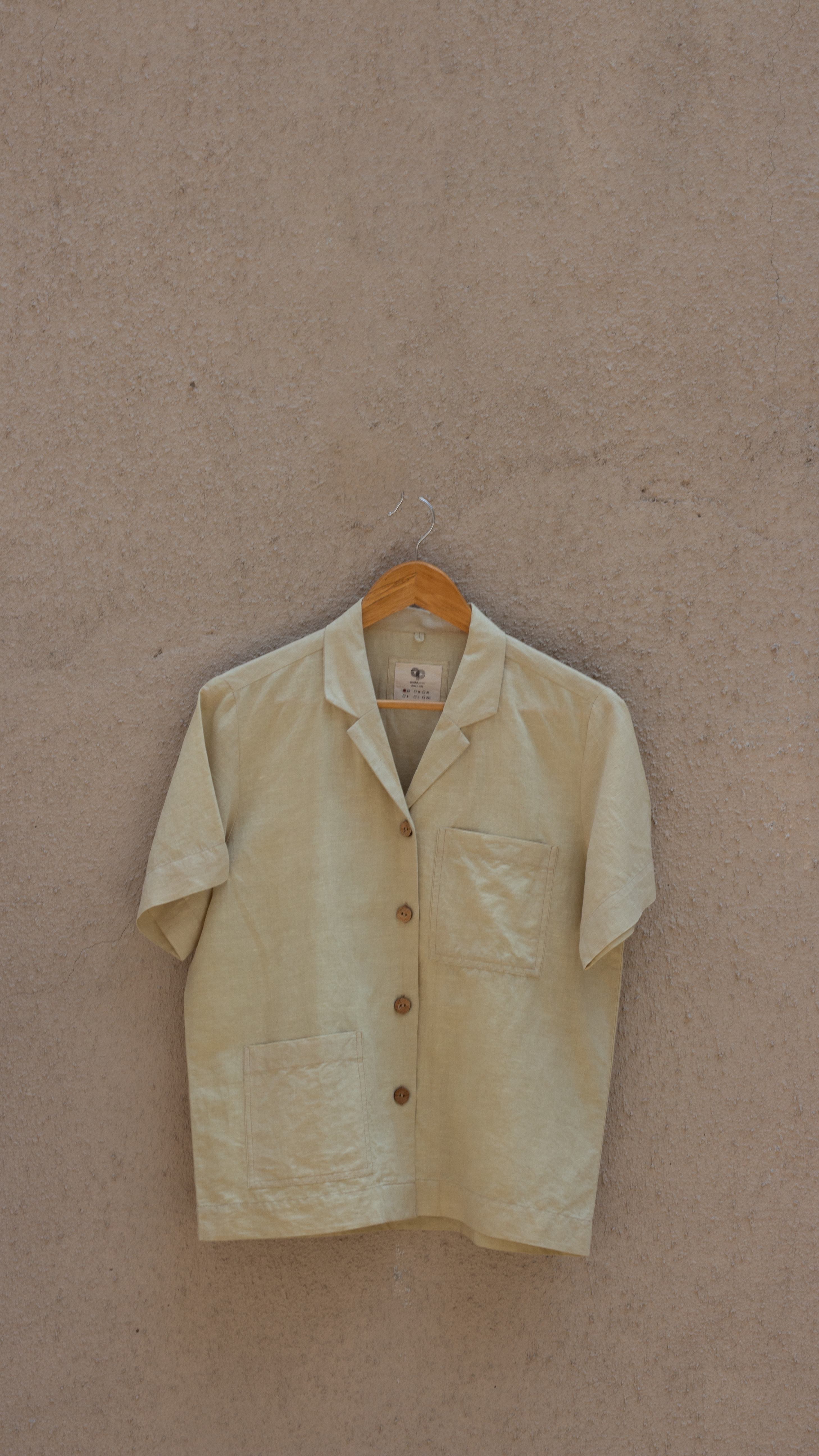 Beige Solid Cotton Shirt at kamakhyaa.com by Anushé Pirani. This item is Beige, Casual Wear, Console Collection List, Cotton, Handwoven, Hemp, Relaxed Fit, Shibumi by Anushe Pirani, Shirt, Shirts, Solids, Womenswear