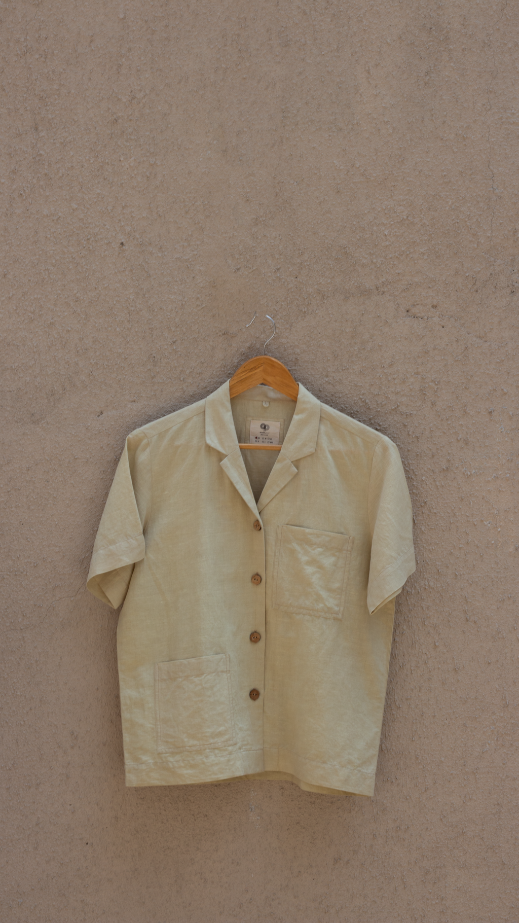 Beige Solid Cotton Shirt at Kamakhyaa by Anushé Pirani. This item is Beige, Casual Wear, Cotton, Handwoven, Hemp, Relaxed Fit, Shibumi by Anushe Pirani, Shirt, Shirts, Solids, Womenswear