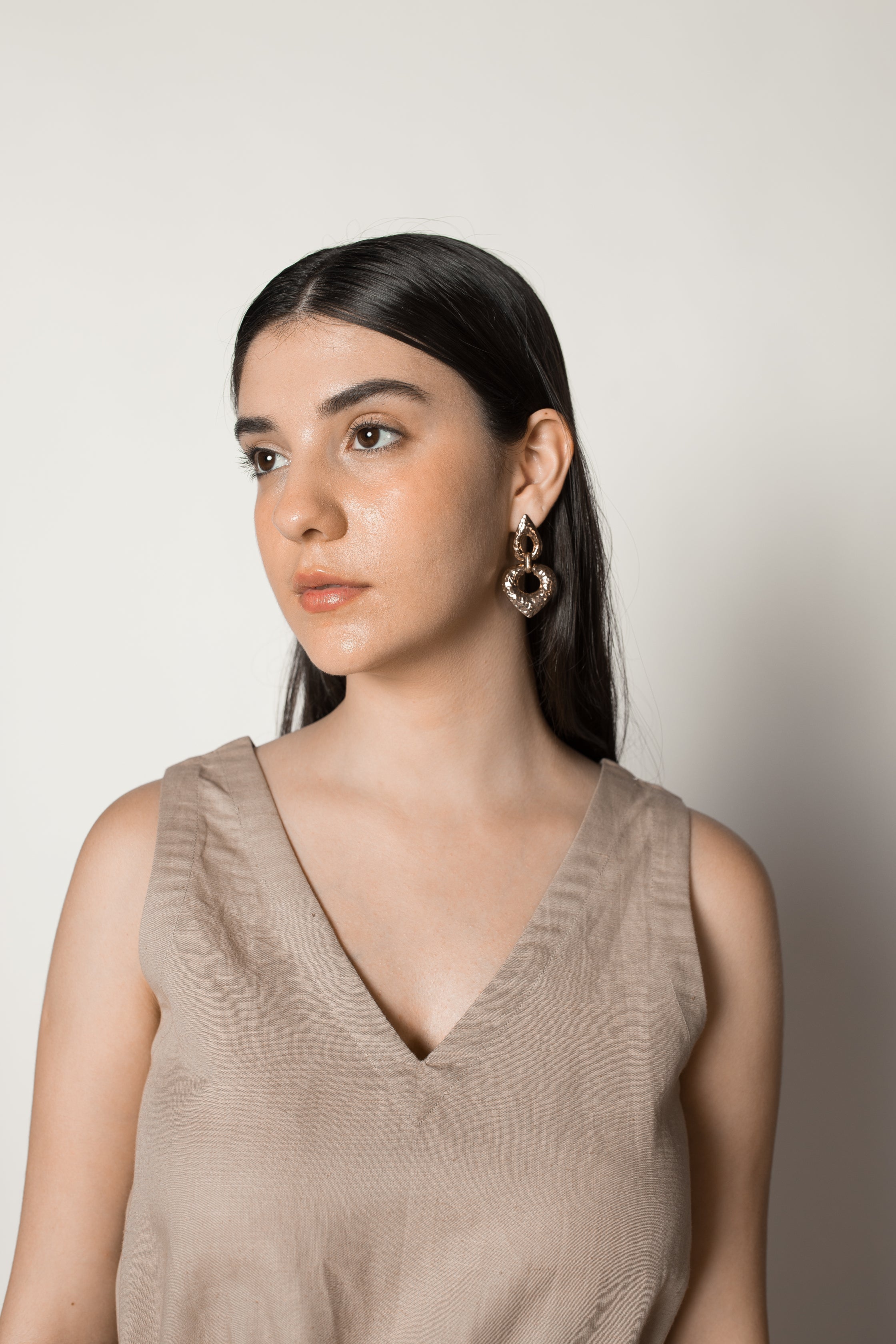 Beige Sundress with Drawstring at kamakhyaa.com by Anushé Pirani. This item is Beige, Birthday Collection, Casual Wear, Console Collection List, Cotton, Dresses, Hemp, Mini Dresses, Nostalgic Whispers by Anushe Pirani, Office Formals, Regular Fit, Review September 2025, Sleeveless Dresses, Solids, Womenswear