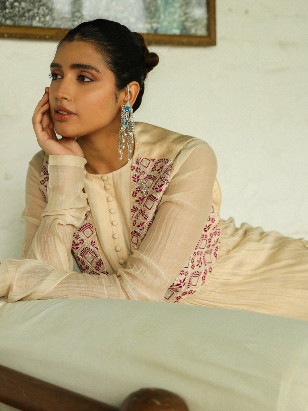 Beige Zari Embroidered Kurta Set with Dupatta at Kamakhyaa by RoohbyRidhimaa. This item is Beige, Chanderi Silk, Dupattas, Embroidered, Festive Wear, Handloom Silk, Handloom Silk Chanderi, Kurta Set with Dupattas, Kurta Sets, Organza, Regular Fit, Resham, Resham Embroidered, Silk Chanderi, Toxin free, Zari Embroidered