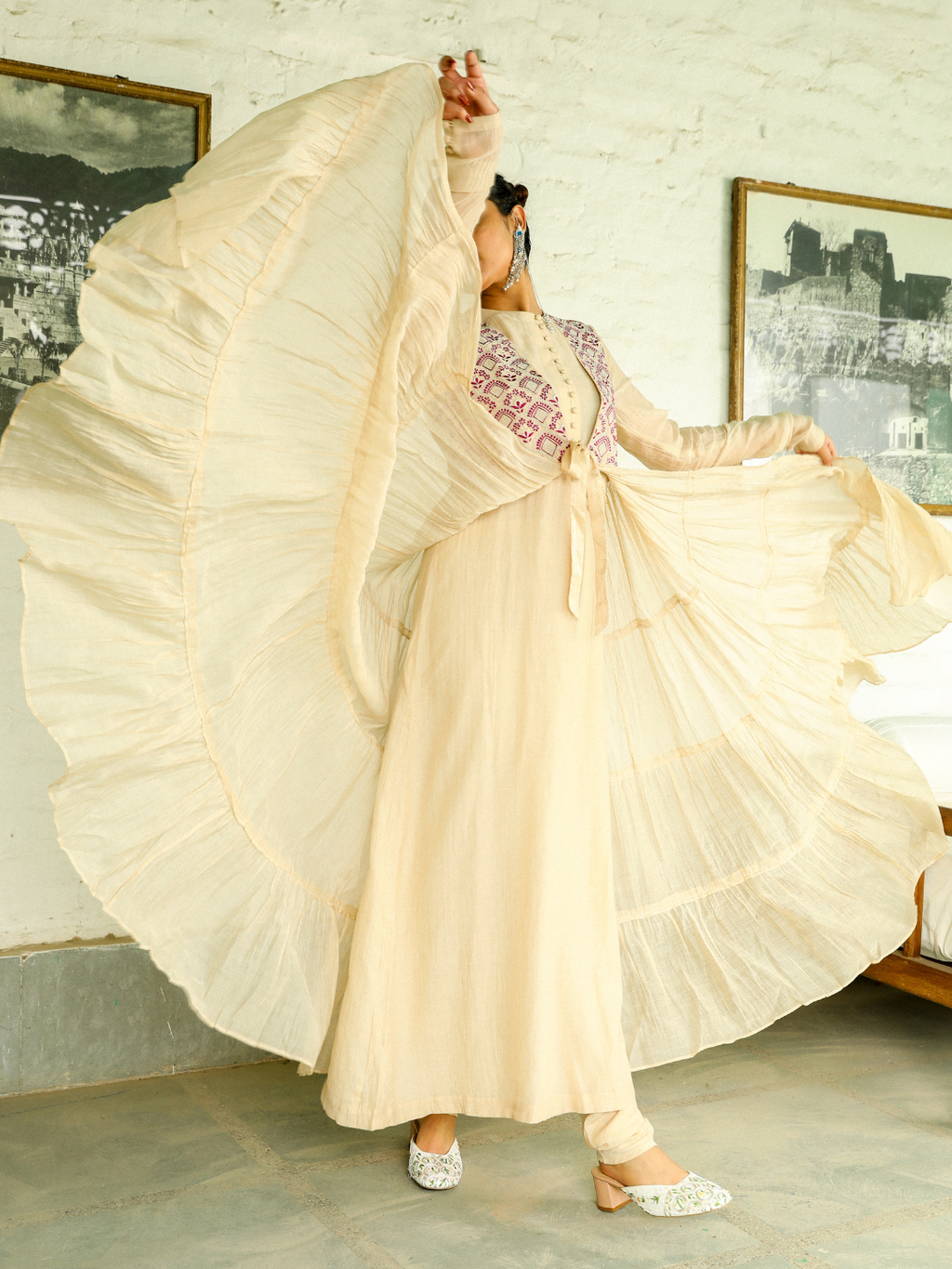 Beige Zari Embroidered Kurta Set with Dupatta at Kamakhyaa by RoohbyRidhimaa. This item is Beige, Chanderi Silk, Dupattas, Embroidered, Festive Wear, Handloom Silk, Handloom Silk Chanderi, Kurta Set with Dupattas, Kurta Sets, Organza, Regular Fit, Resham, Resham Embroidered, Silk Chanderi, Toxin free, Zari Embroidered