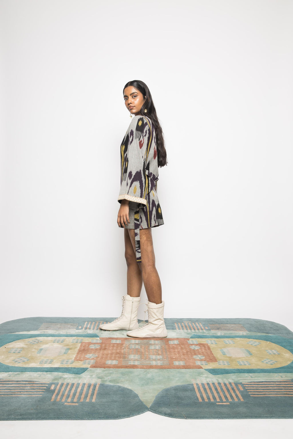 Belted Holiday Mini Dress at kamakhyaa.com by Anushé Pirani. This item is 100% Cotton, Beach Wear, Blue, Brunch Wear, Casual Wear, Console Collection List, Cotton, Fresh Ink by Anushe Pirani, Handwoven cotton, Ikat Prints, Regular Fit, Resort Wear, Royal Blue, Vacation Wear, Womenswear