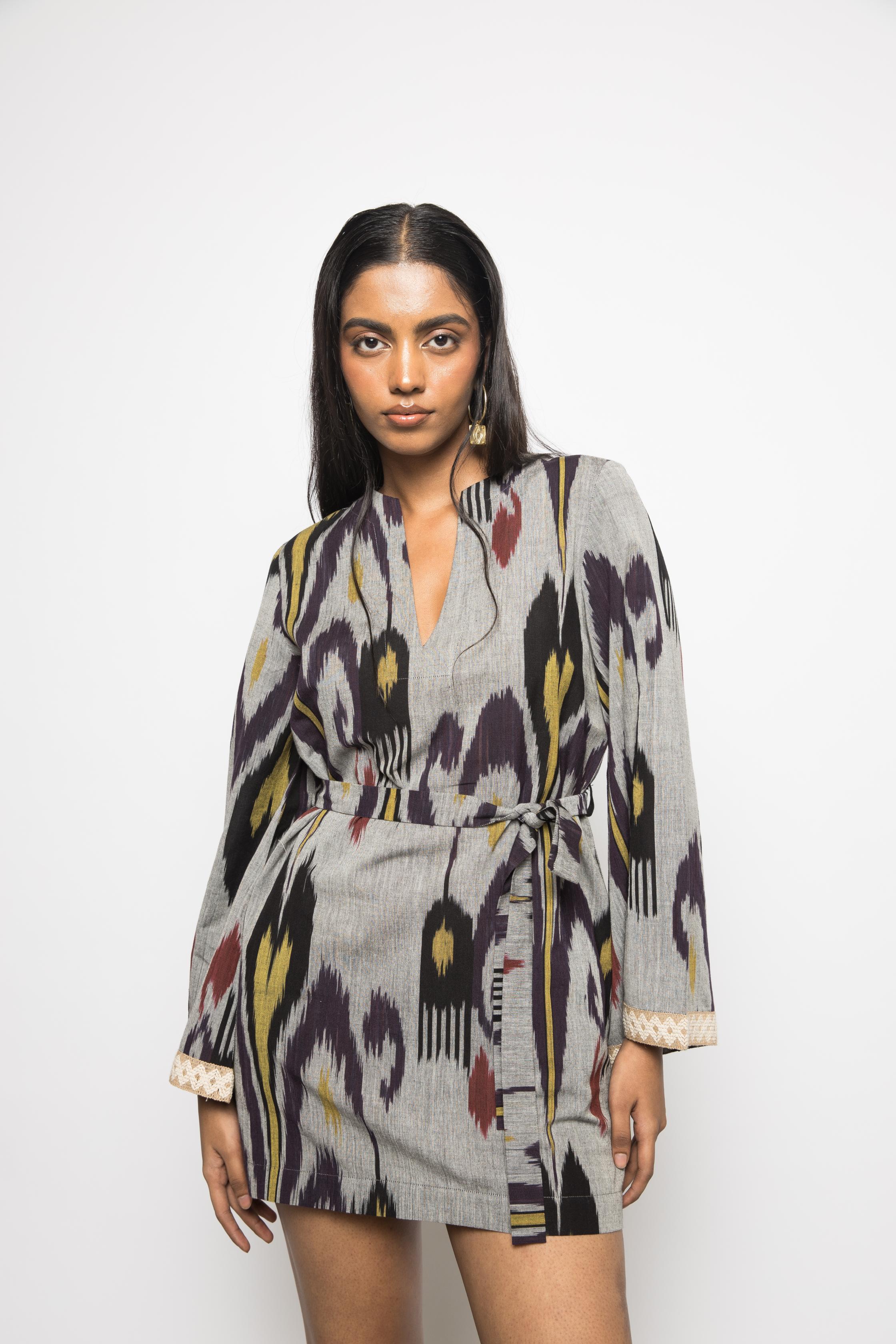 Belted Holiday Mini Dress at kamakhyaa.com by Anushé Pirani. This item is 100% Cotton, Beach Wear, Blue, Brunch Wear, Casual Wear, Console Collection List, Cotton, Fresh Ink by Anushe Pirani, Handwoven cotton, Ikat Prints, Regular Fit, Resort Wear, Royal Blue, Vacation Wear, Womenswear