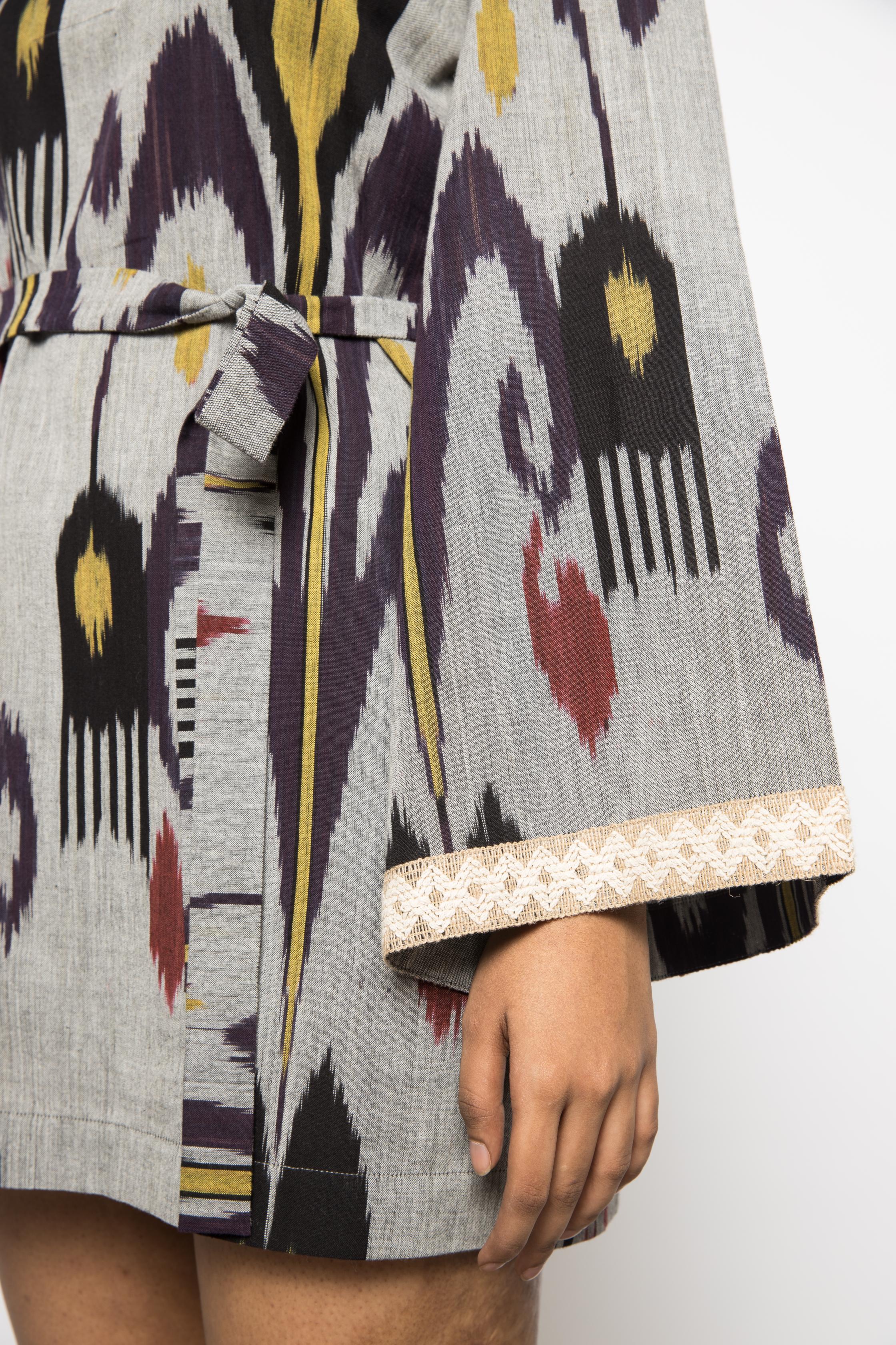 Belted Holiday Mini Dress at kamakhyaa.com by Anushé Pirani. This item is 100% Cotton, Beach Wear, Blue, Brunch Wear, Casual Wear, Console Collection List, Cotton, Fresh Ink by Anushe Pirani, Handwoven cotton, Ikat Prints, Regular Fit, Resort Wear, Royal Blue, Vacation Wear, Womenswear