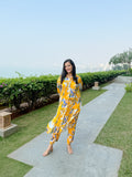 Bemberg Chiffon Yellow Embroidered Coord Set at Kamakhyaa by Ewoke. This item is Bemberg Chiffon, coord set for women, coordinate set, ecofriendly clothing, Nostalgia's Thread by Ewoke, sale, sustainable fashion, Under $200, womens coordinate set