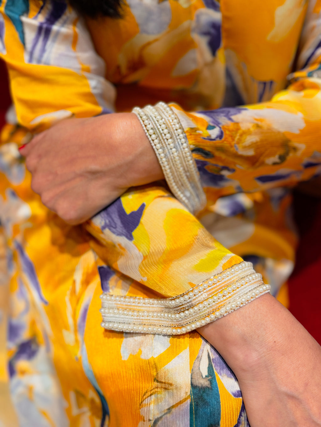 Bemberg Chiffon Yellow Embroidered Coord Set at Kamakhyaa by Ewoke. This item is Bemberg Chiffon, coord set for women, coordinate set, ecofriendly clothing, Nostalgia's Thread by Ewoke, sale, sustainable fashion, Under $200, womens coordinate set