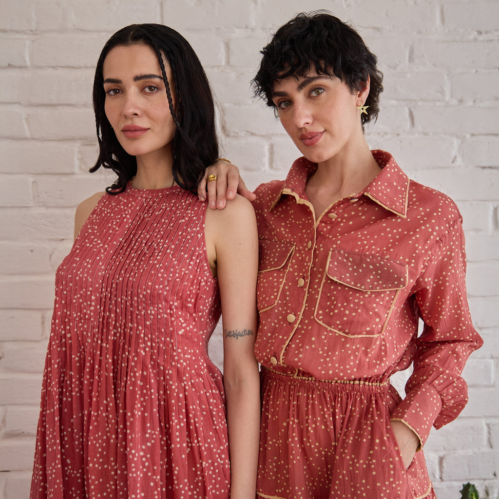Berry Buds at Kamakhyaa by Taro. This item is Artisan made, Cotton Mulmul, Handblock Printed, Red, Sleeveless Dresses, Under $50, Whispers of Summer by Taro