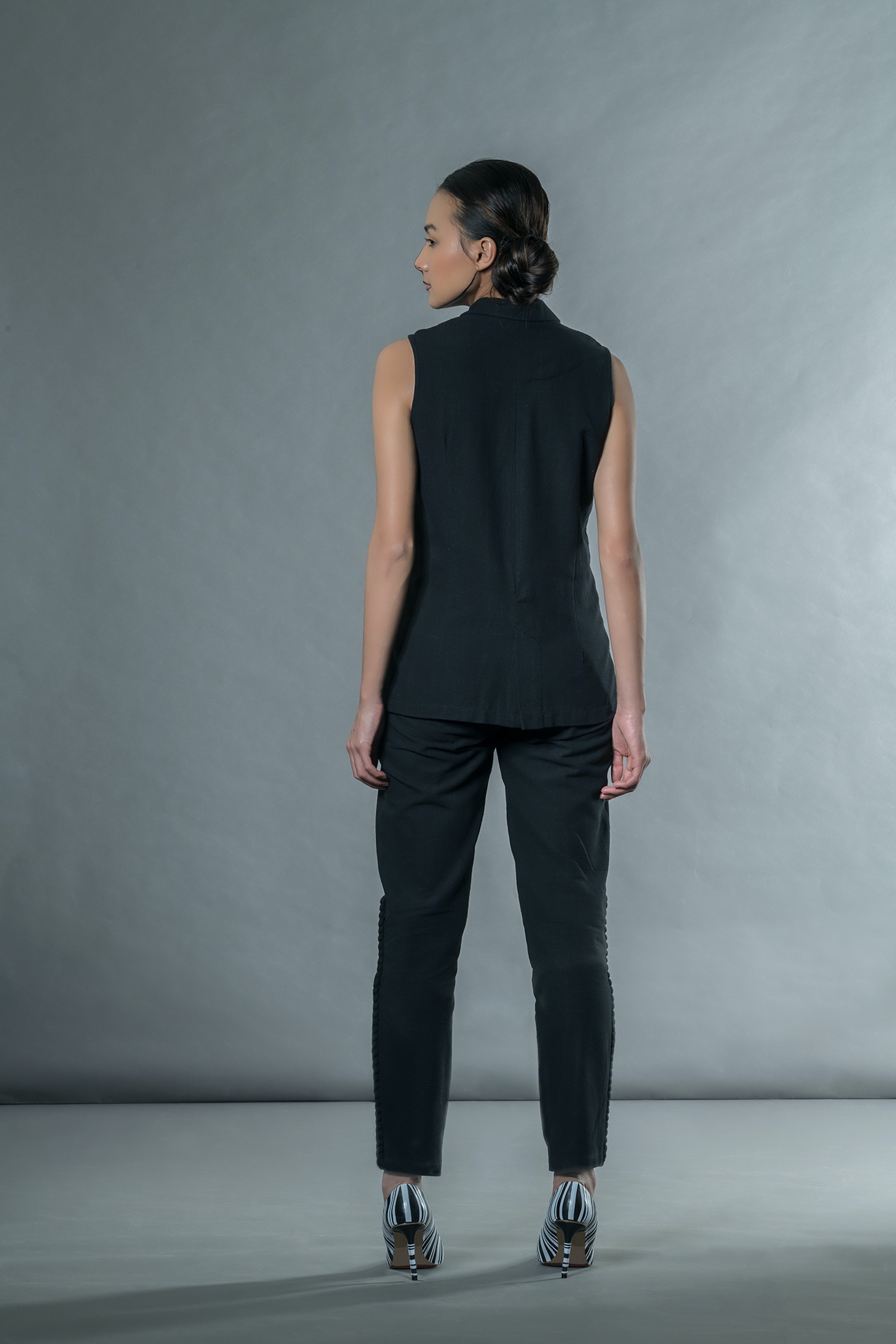 Black Braided Pants at kamakhyaa.com by Anushé Pirani. This item is Black, Cotton, Jute, Natural, Office Formals, Office Wear, Pants, Regular Fit, Solids, The Line Tales, The Line Tales by Anushe Pirani, Womenswear