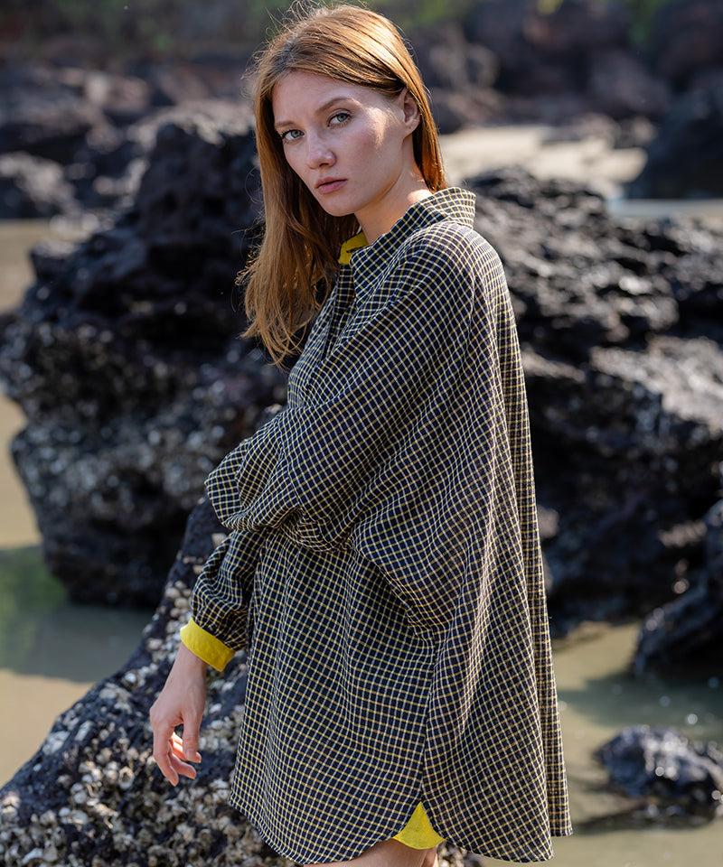 Black Casual Wear Checks Shirt at Kamakhyaa by Krushnachuda. This item is Black, Casual Wear, Checks, Handloom Cotton, Natural Dye, Organic, Relaxed Fit, Shirts