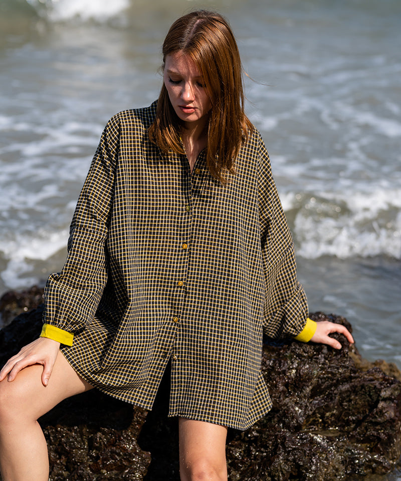 Black Casual Wear Checks Shirt at Kamakhyaa by Krushnachuda. This item is Black, Casual Wear, Checks, Handloom Cotton, Natural Dye, Organic, Relaxed Fit, Shirts