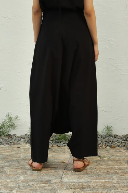 Black Cotton Gathered Co-Ord Set at Kamakhyaa by Canoopi. This item is Black, Canoopi, Casual Wear, Complete Sets, Natural, Poplin, Regular Fit, Solids, Vacation Co-ords, Womenswear