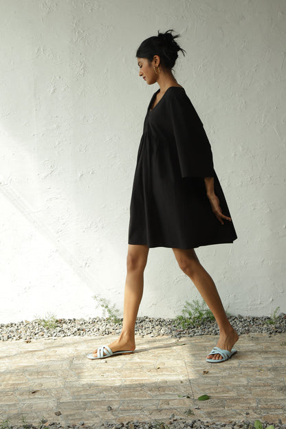 Black Cotton Poplin Oversized Dress at Kamakhyaa by Canoopi. This item is Black, Canoopi, Casual Wear, Dresses, Mini Dresses, Natural, Poplin, Regular Fit, Solids, Womenswear