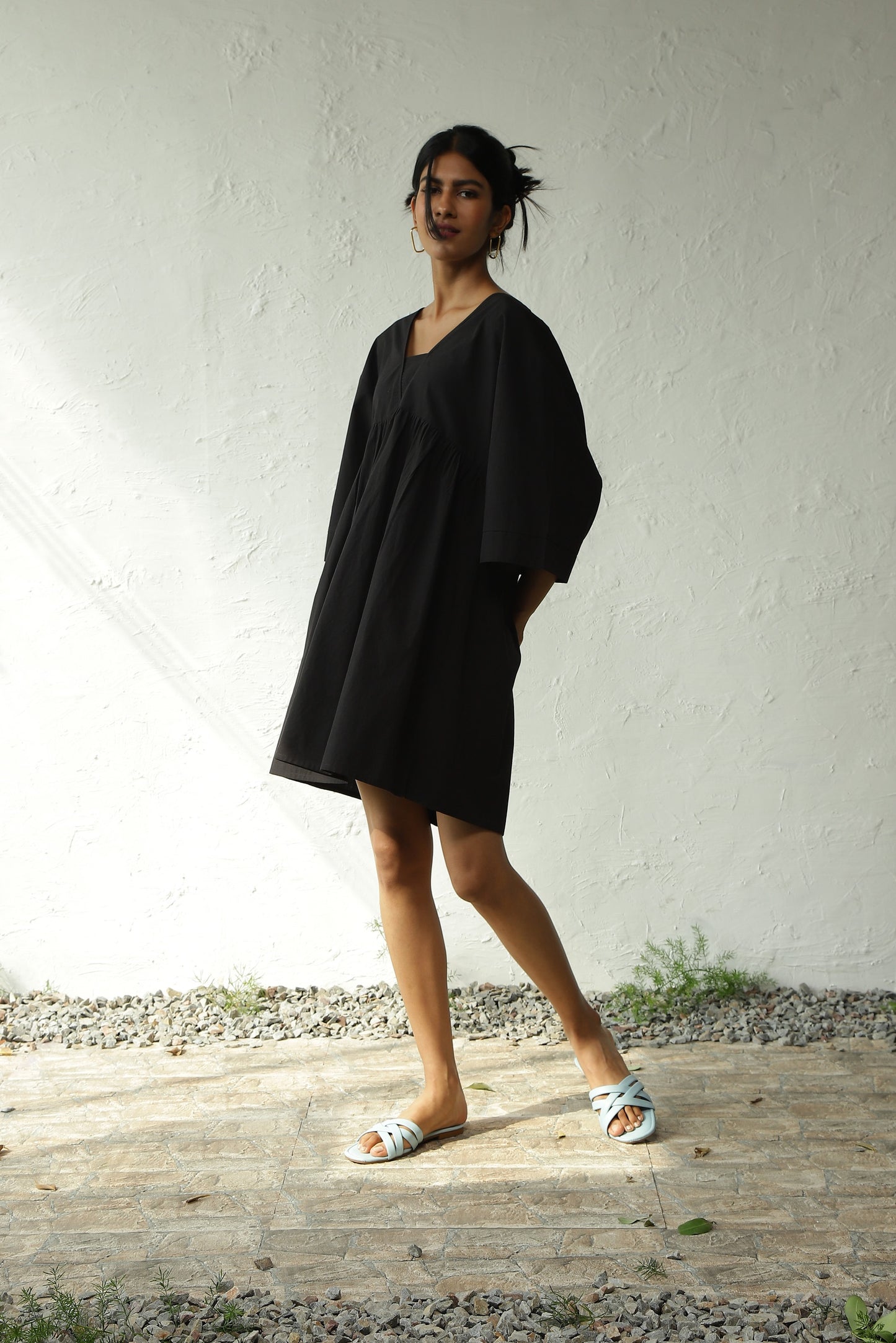 Black Cotton Poplin Oversized Dress at Kamakhyaa by Canoopi. This item is Black, Canoopi, Casual Wear, Dresses, Mini Dresses, Natural, Poplin, Regular Fit, Solids, Womenswear