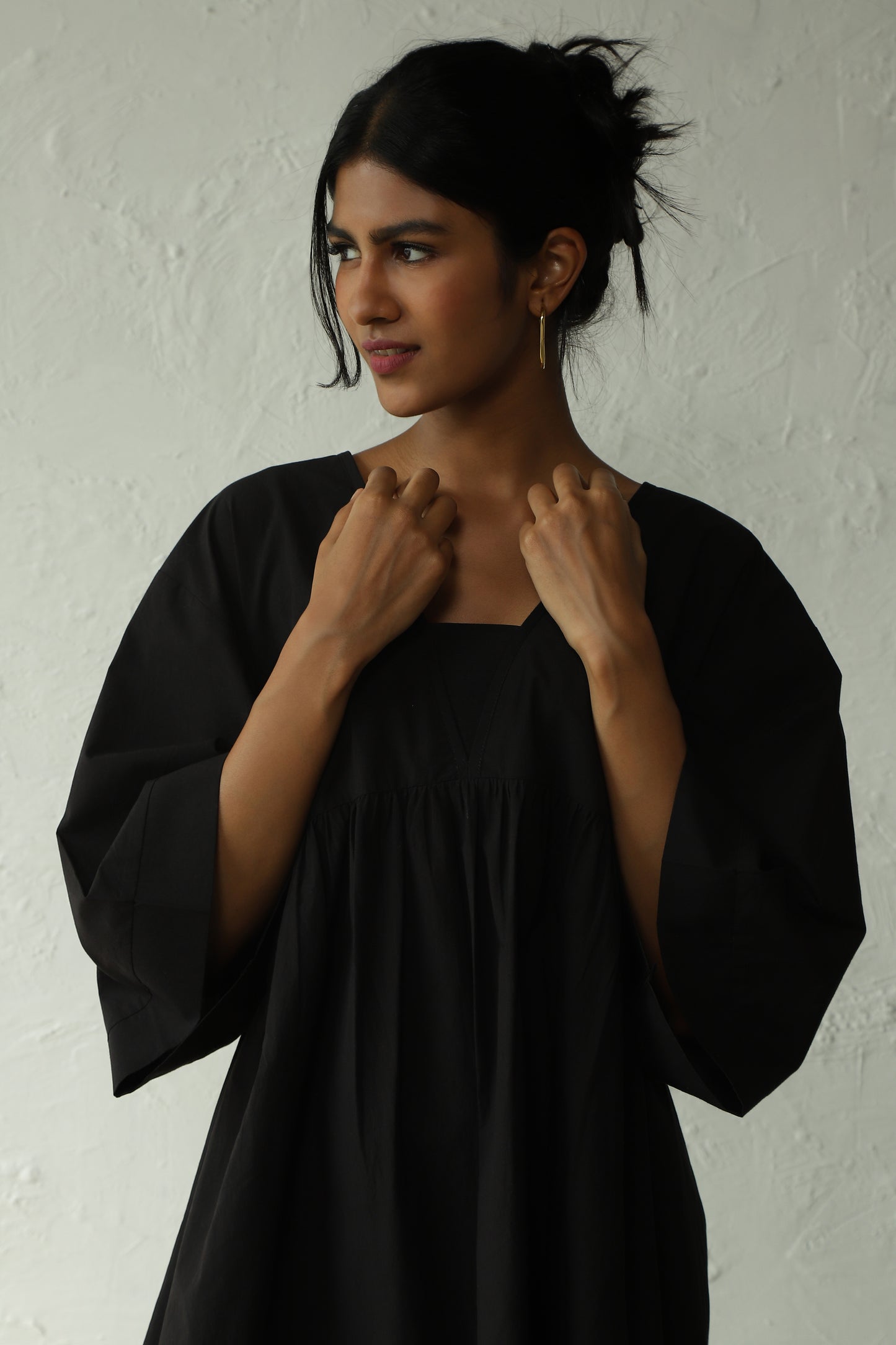 Black Cotton Poplin Oversized Dress at Kamakhyaa by Canoopi. This item is Black, Canoopi, Casual Wear, Dresses, Mini Dresses, Natural, Poplin, Regular Fit, Solids, Womenswear