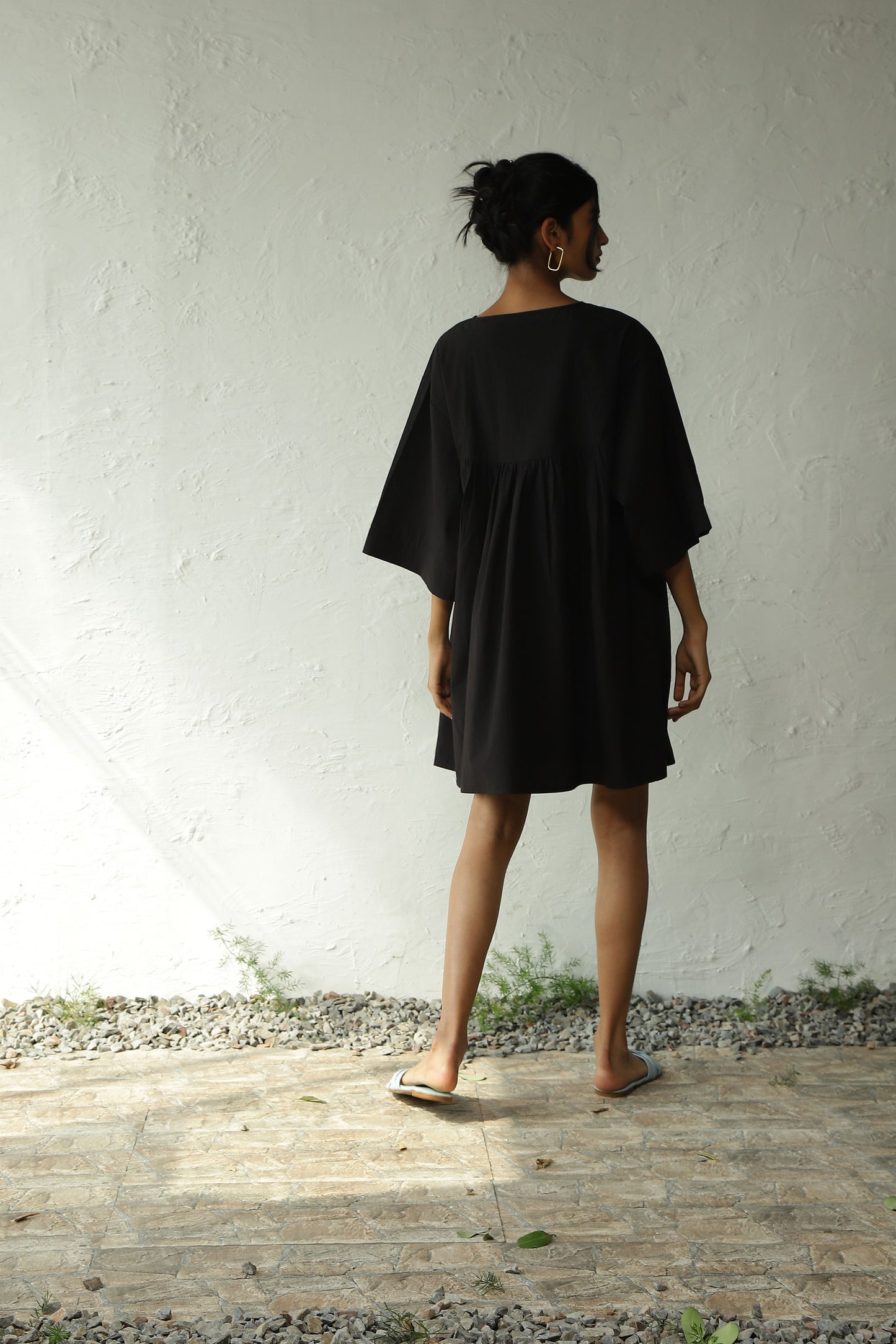 Black Cotton Poplin Oversized Dress at Kamakhyaa by Canoopi. This item is Black, Canoopi, Casual Wear, Dresses, Mini Dresses, Natural, Poplin, Regular Fit, Solids, Womenswear