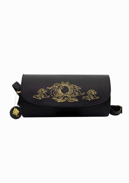 Black Embroidered Duffle Bag at Kamakhyaa by Green Hermitage. This item is Apple Leather, Black, Casual Wear, Duffle Bags, Free Size, Hemp, Lyocell, Recycled, Thread Work Embroidery