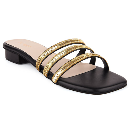 Black Embroidered Embellished Heels at Kamakhyaa by EK_agga. This item is Black, Date Night Fit, Embroidered, Festive Wear, Flats, For Daughter, Iconic Threads of Phoebe Buffay, Less than $50, Party Wear, Patent leather, Santorini, Square Toe Footwear, Vacation Wear, Vegan