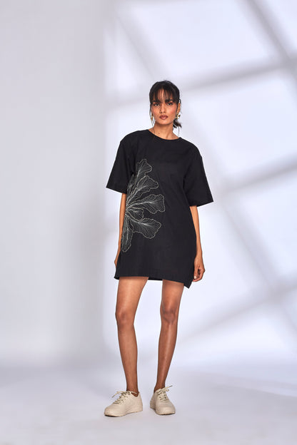 Black Embroidery Mini Dress at Kamakhyaa by Hasttvam. This item is Black, Cotton, Embroidered, Natural dyes, Relaxed Fit, Respondible production and Vegan