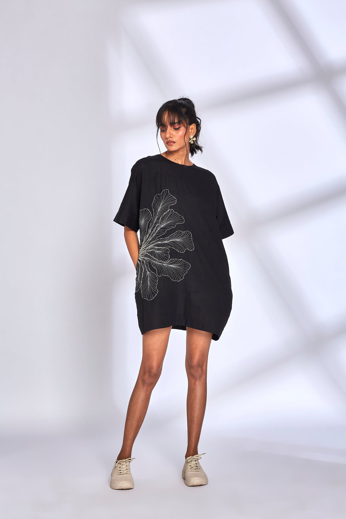 Black Embroidery Mini Dress at Kamakhyaa by Hasttvam. This item is Black, Cotton, Embroidered, Natural dyes, Relaxed Fit, Respondible production and Vegan