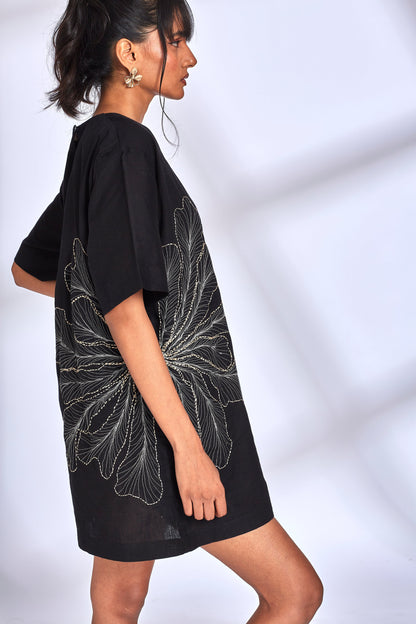 Black Embroidery Mini Dress at Kamakhyaa by Hasttvam. This item is Black, Cotton, Embroidered, Natural dyes, Relaxed Fit, Respondible production and Vegan