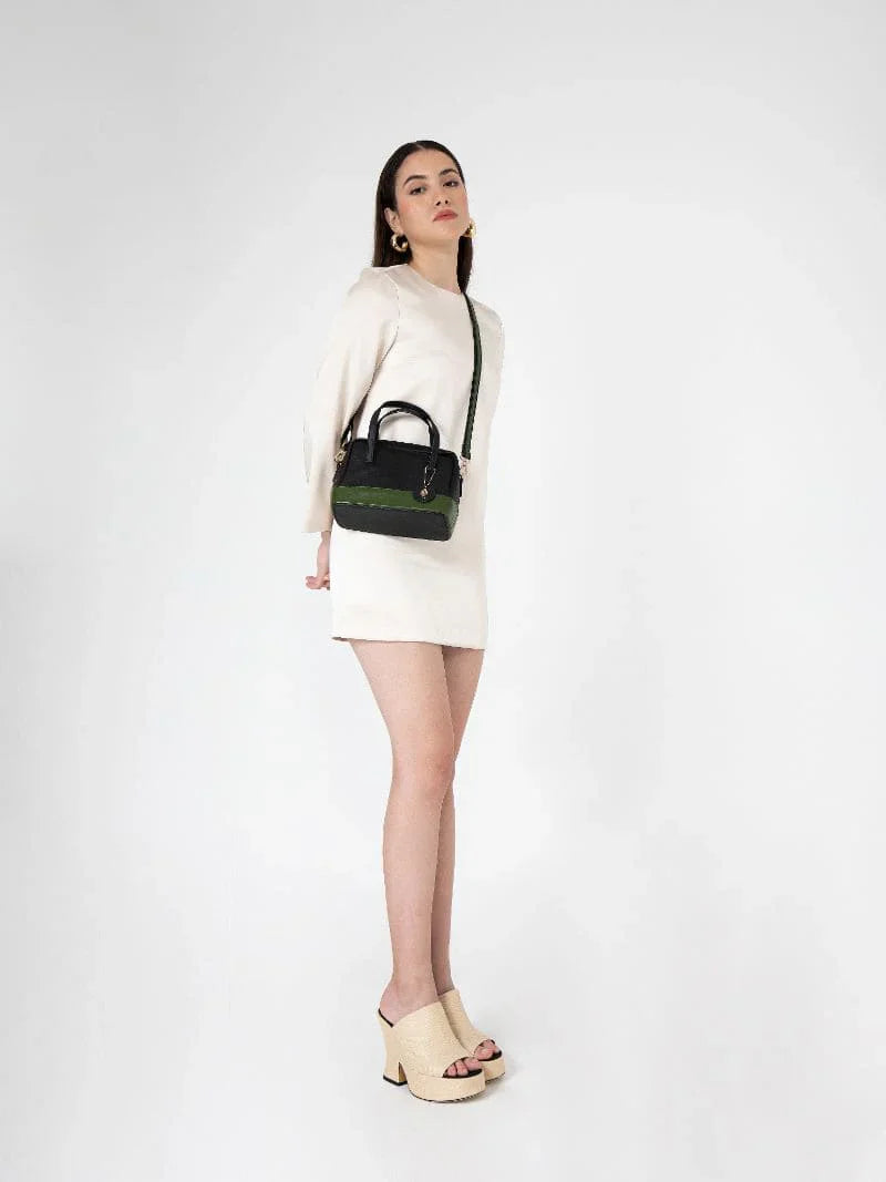 Black Evening Wear Crossbody Bag at Kamakhyaa by Green Hermitage. This item is Black, Cactus Leather, Crossbody Bags, Evening Wear, Free Size, Hemp, Lyocell, Recycled, Solids