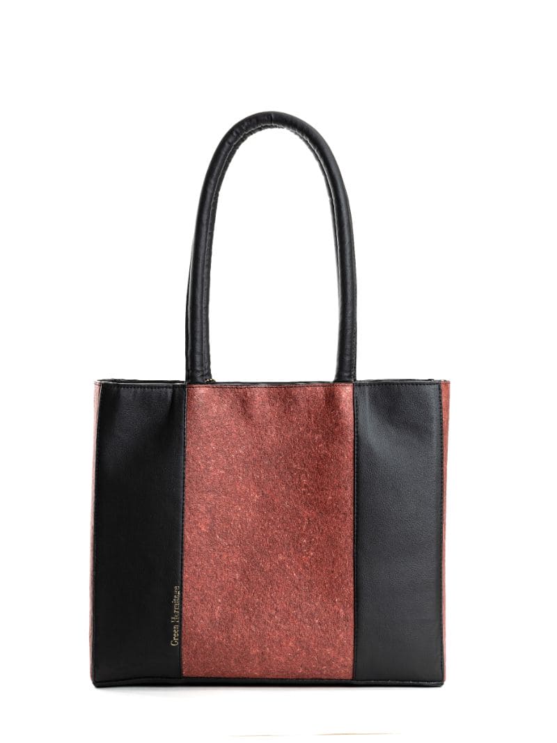 Black Evening Wear Tote Bag at Kamakhyaa by Green Hermitage. This item is Back, Coconut Leather, Evening Wear, Free Size, Hemp, Lyocell, Recycled, Solids, Tote Bags
