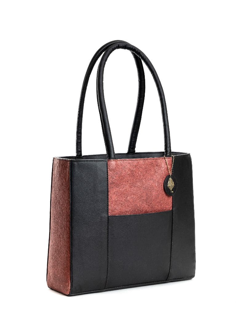Black Evening Wear Tote Bag at Kamakhyaa by Green Hermitage. This item is Back, Coconut Leather, Evening Wear, Free Size, Hemp, Lyocell, Recycled, Solids, Tote Bags