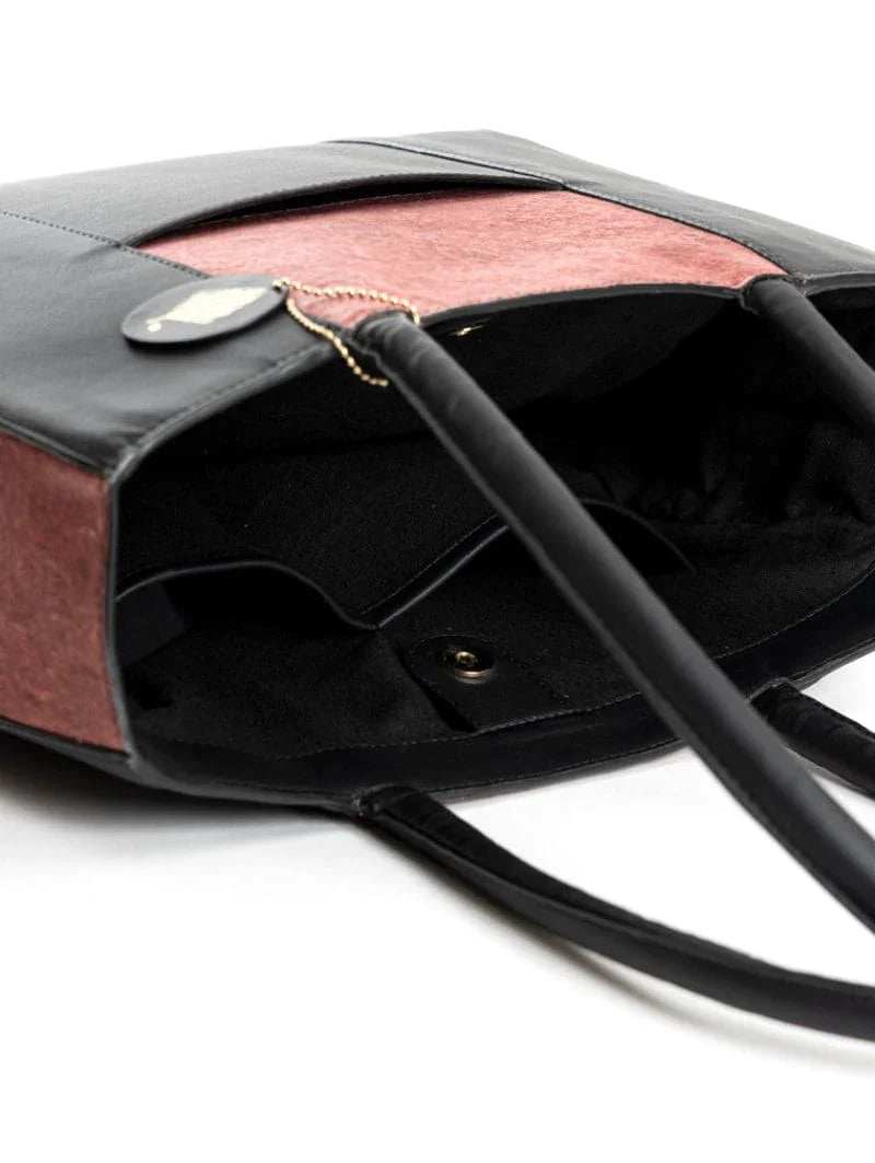 Black Evening Wear Tote Bag at Kamakhyaa by Green Hermitage. This item is Back, Coconut Leather, Evening Wear, Free Size, Hemp, Lyocell, Recycled, Solids, Tote Bags