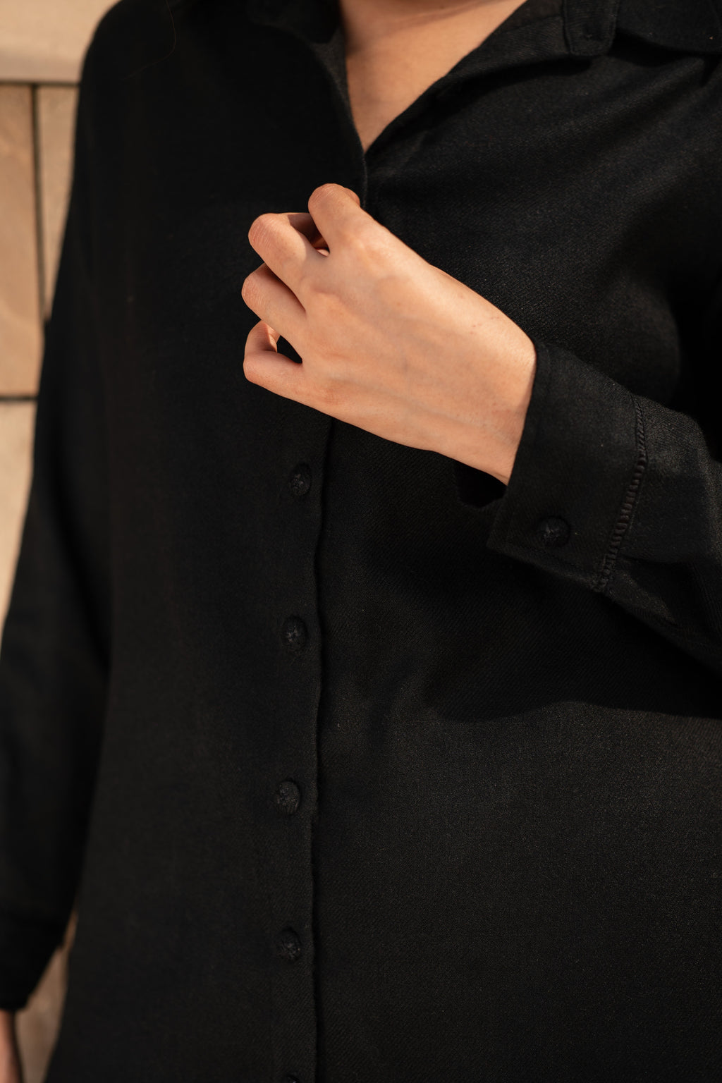 Black Merino Wool Coord Set Mahonia at Kamakhyaa by Raas. This item is Black, Merino Wool, Regular Fit, Uru by Raas, Winter WearOffice Wear Co-ords, Woven