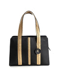Black Office Wear Shoulder Bag at Kamakhyaa by Green Hermitage. This item is Black, Cactus Leather, Free Size, Hemp, Lyocell, Office Wear, Recycled, Shoulder Bags, Solids