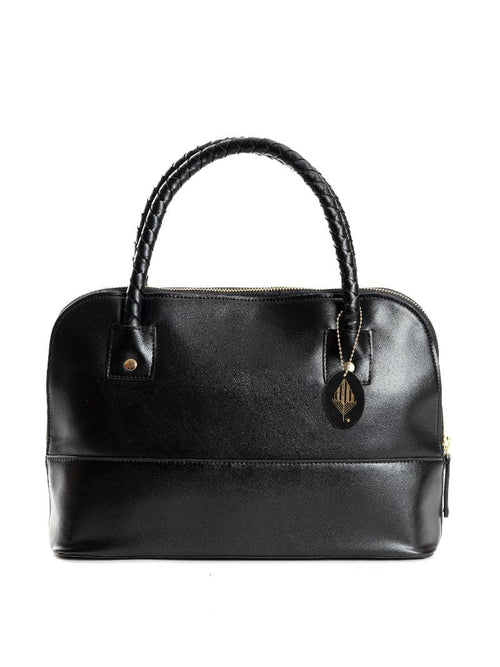 Black Office Wear Shoulder Bag at Kamakhyaa by Green Hermitage. This item is Black, Cactus Leather, Free Size, Hemp, Lyocell, Office Wear, Recycled, Shoulder Bags, Solids