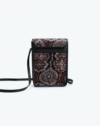 Black Resort Wear Sling Bag at Kamakhyaa by The Indian Trunk. This item is Artisan Made, Batik Prints, Black, Free Size, leather, Modal SIlk, Resort Wear, Sling Bags