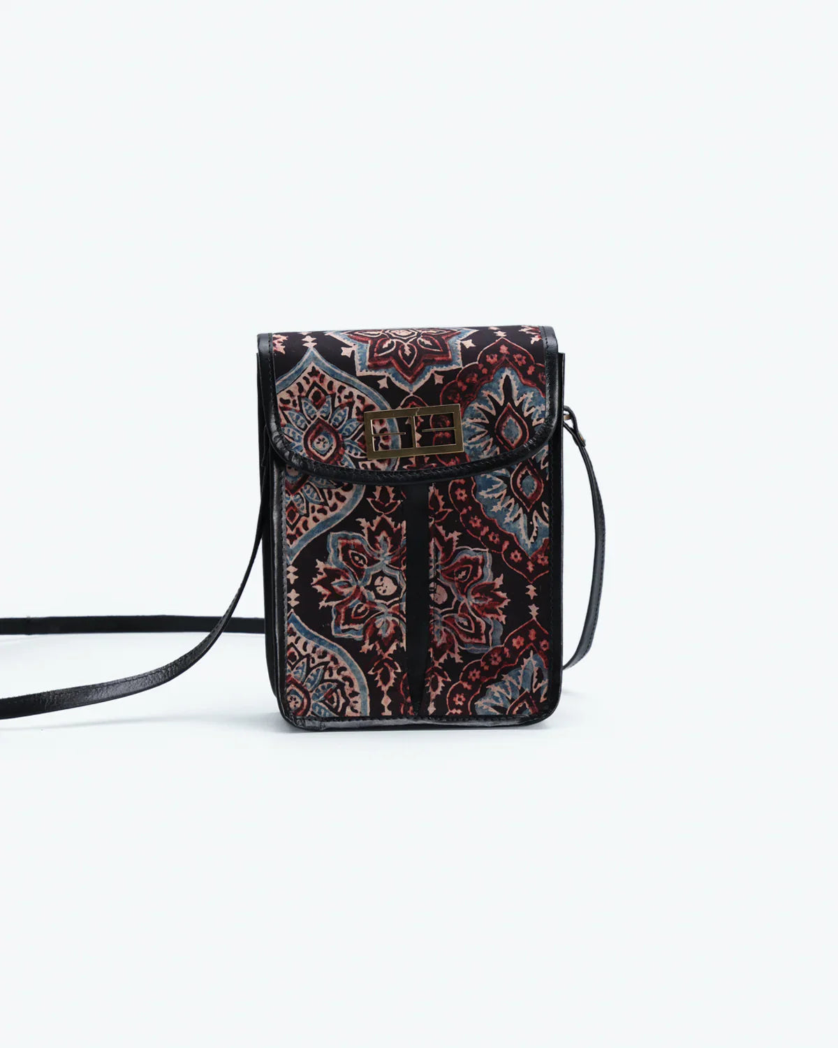 Black Resort Wear Sling Bag at Kamakhyaa by The Indian Trunk. This item is Artisan Made, Batik Prints, Black, Free Size, leather, Modal SIlk, Resort Wear, Sling Bags