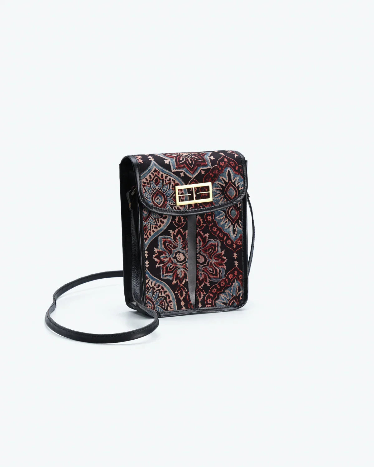 Black Resort Wear Sling Bag at Kamakhyaa by The Indian Trunk. This item is Artisan Made, Batik Prints, Black, Free Size, leather, Modal SIlk, Resort Wear, Sling Bags