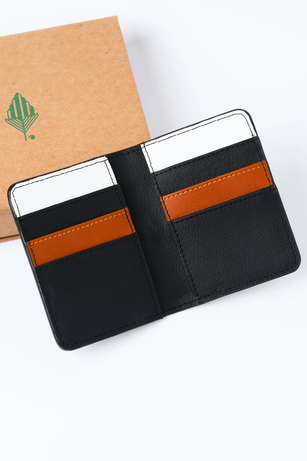 Black Solid Cardholder at Kamakhyaa by Green Hermitage. This item is Black, Cactus Leather, Cardholders, Free Size, Hemp, Lyocell, Office Wear, Recycled, Solids
