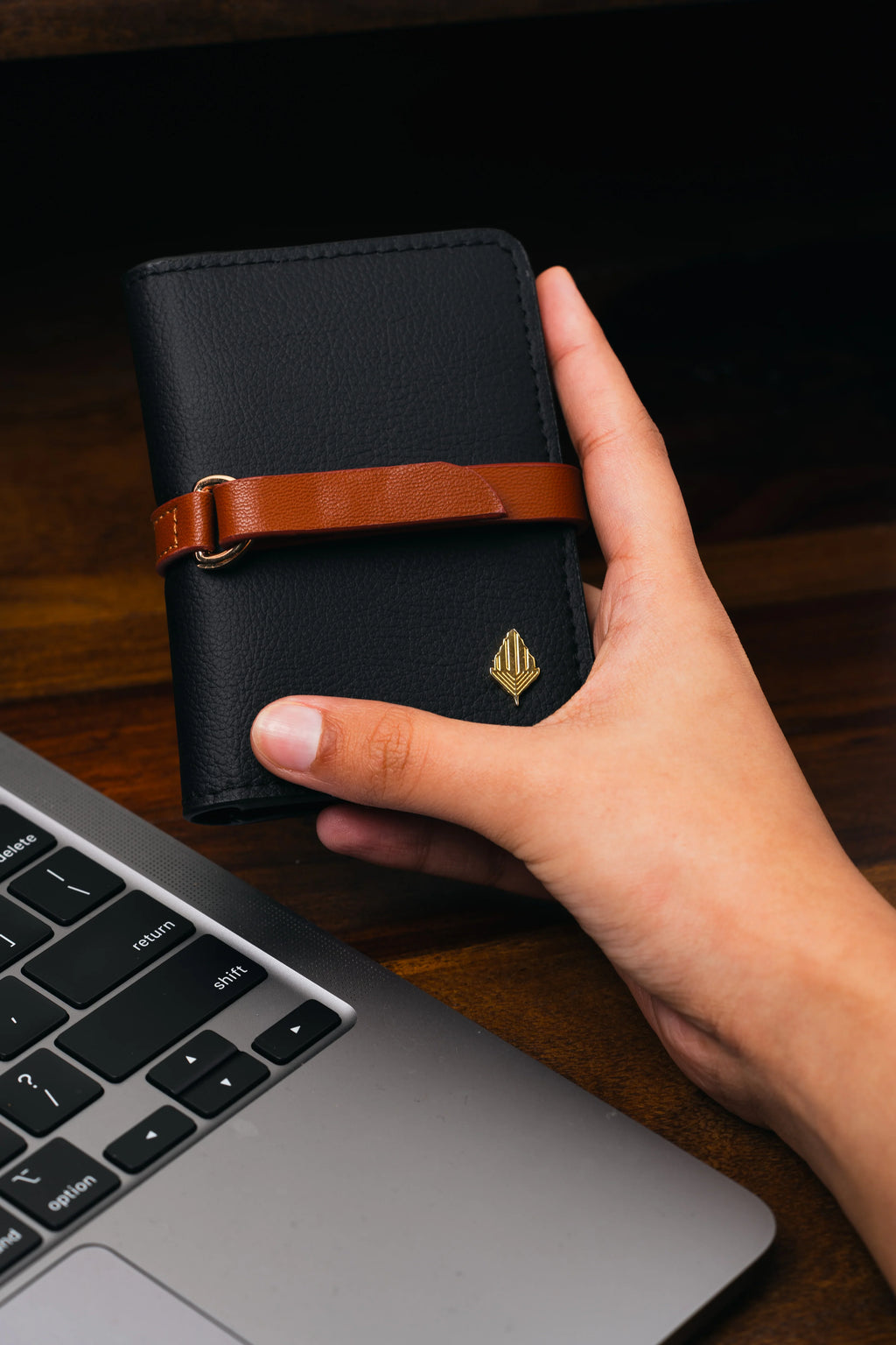 Black Solid Cardholder at Kamakhyaa by Green Hermitage. This item is Black, Cactus Leather, Cardholders, Free Size, Hemp, Lyocell, Office Wear, Recycled, Solids