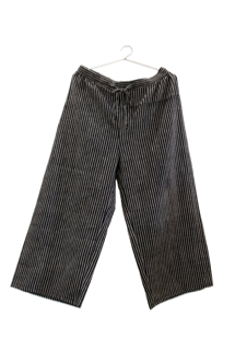 Black Striped Pants at Kamakhyaa by Araayeh. This item is Artisan Made, Black, Casual Wear, Handwoven Cotton, Pants, Relaxed Fit, Stripes