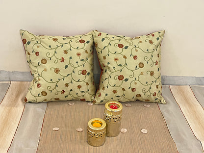 Bloom Scatter Cushion Cover Sets at Kamakhyaa by Aetherea. This item is Beige, Cotton, Cushion covers, Floral, Home, Upcycled