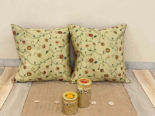 Bloom Scatter Cushion Cover Sets at Kamakhyaa by Aetherea. This item is Beige, Cotton, Cushion covers, Floral, Home, Upcycled